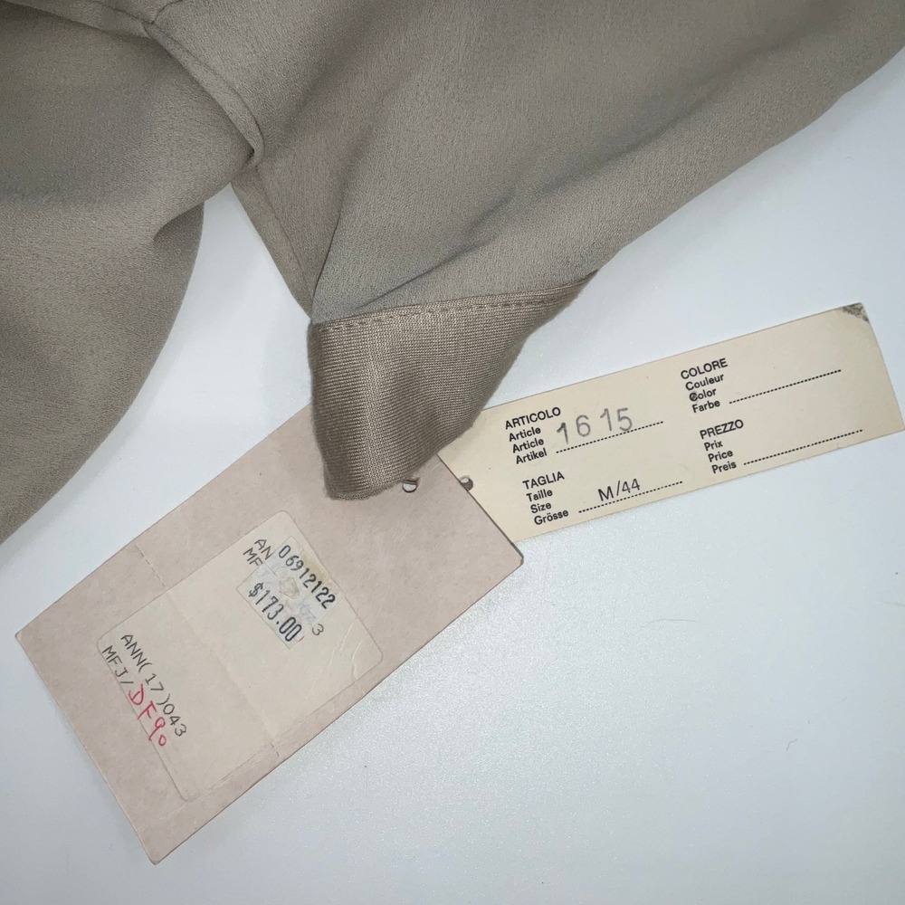 Vintage Baroque Embroidered Button Down Shirt M Tan Beige Short Sleeve Retro New - Picture 7 of 10